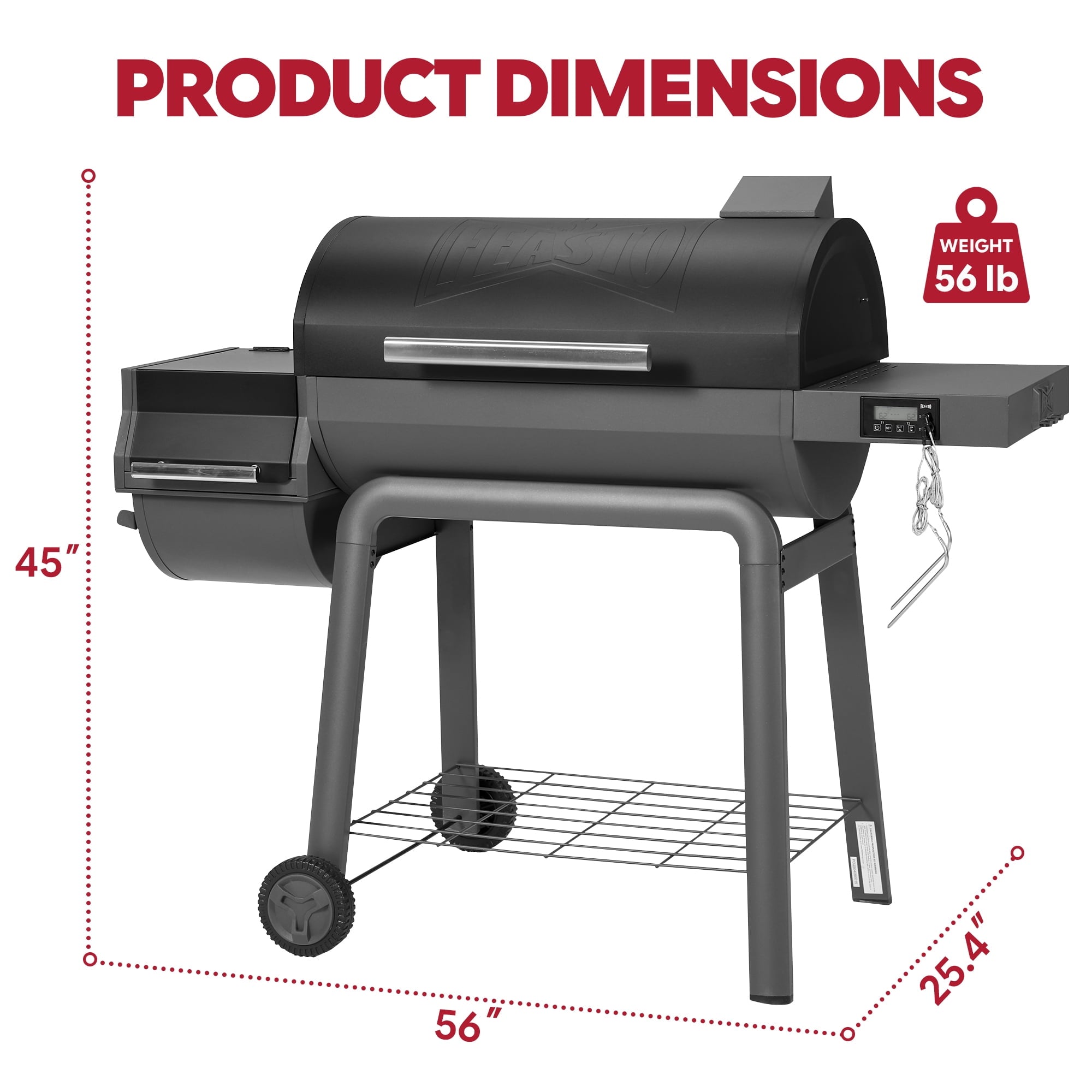 Feasto 30-inch Heavy-Duty Charcoal Grill with Offset Smoker - Digital Temperature Control & 2 Meat Probes, 815 Sq. In. Cooking Space for Backyard Bbq