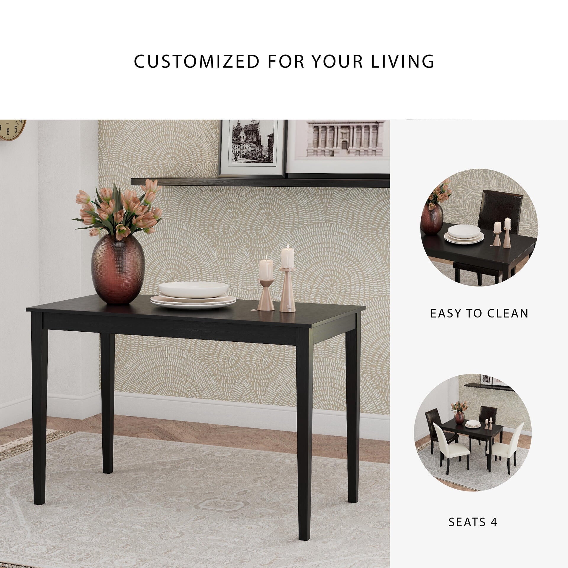 Signature Design by Ashley Contemporary Kimonte Dining Table, Dark Brown