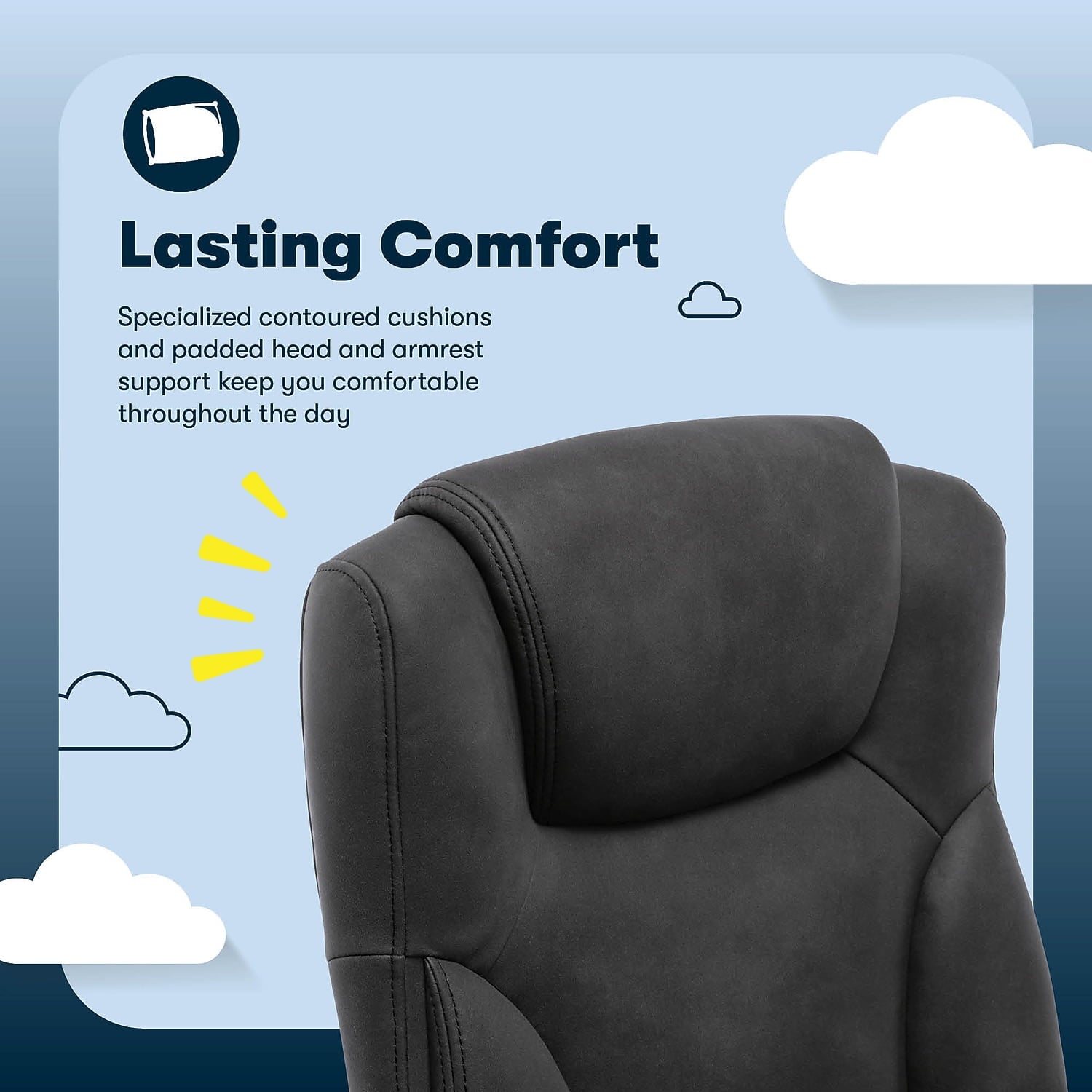 Serta Comfort Eco Office Ergonomic Computer Chair Lumber Support Black