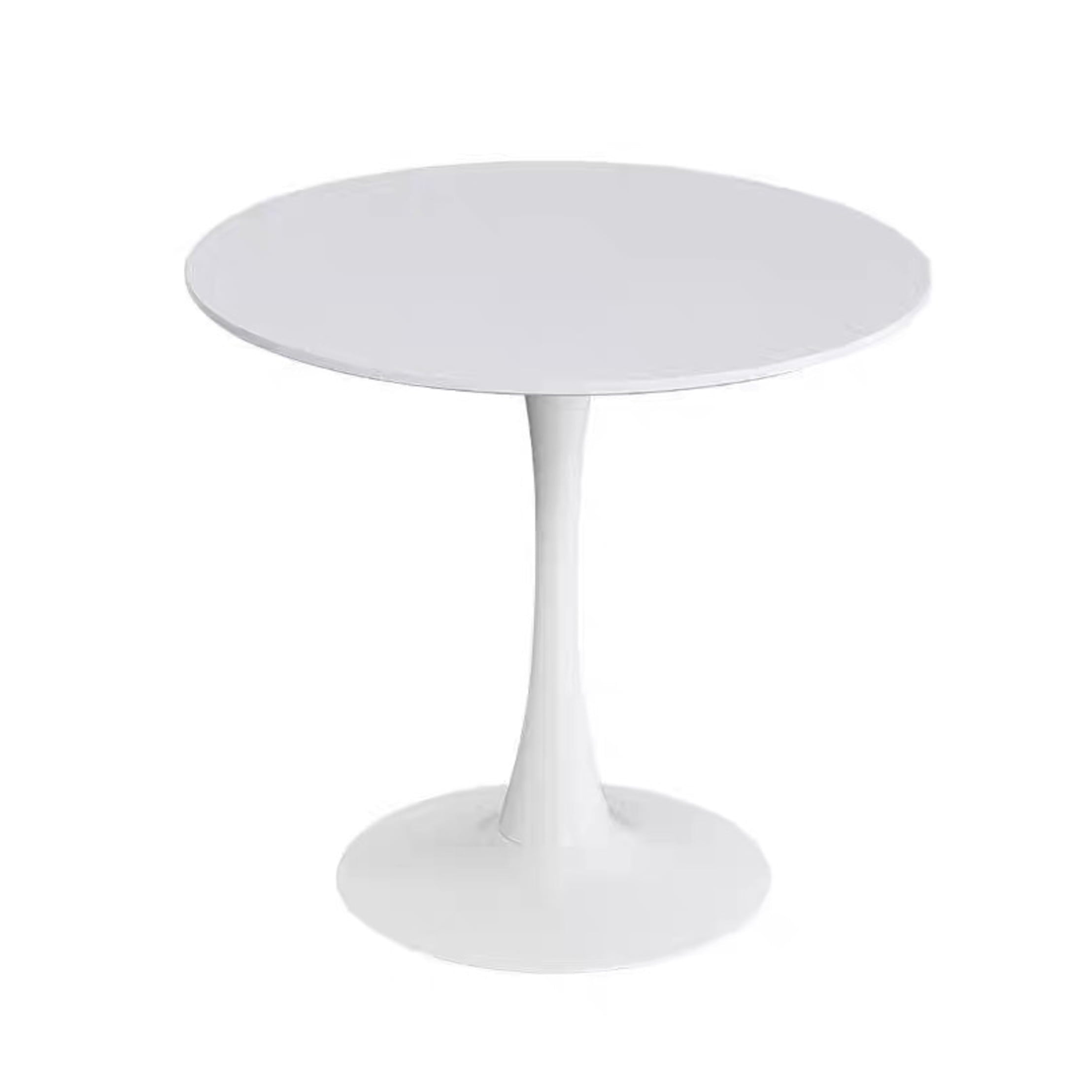 GDF Studio 24 Round Modern Dining Table, Wooden Top Tulip Table with Steel Pedestal Base, Kitchen Table, Walnut