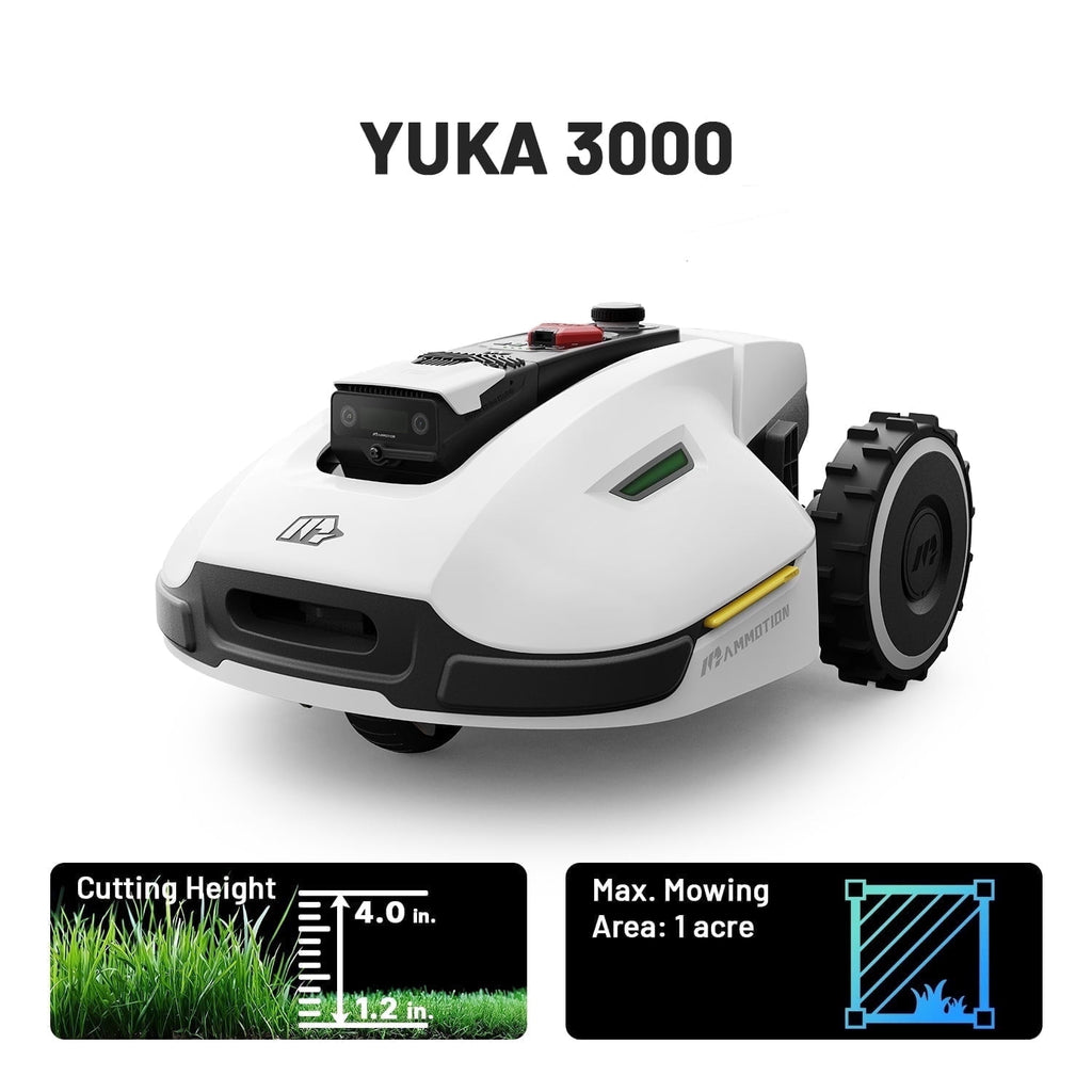 Mammotion YUKA 3000 Robot Lawn Mower, Auto Mapping, AI Obstacle Avoidance, Reception 0.75 Acre, Max 1 Acre, Dual Cutting Discs, APP Control, with 4G