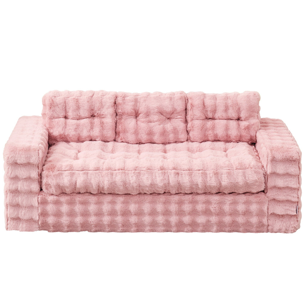 Hobestluk 3-Seater Sofa Boneless Couch with Tufted Button Design 2 in 1 Comfy Cloud Couch Oversized Sofa for Living Room Bedroom Apartment or Office (Grey, 3 Seater)