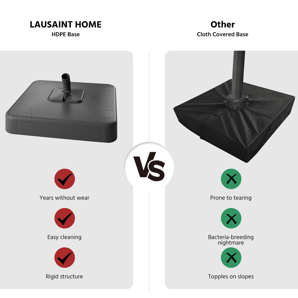 LAUSAINT HOME 11 FT Outdoor Patio Umbrella with Base, Aluminum Cantilever Umbrella with Crank, Champagne