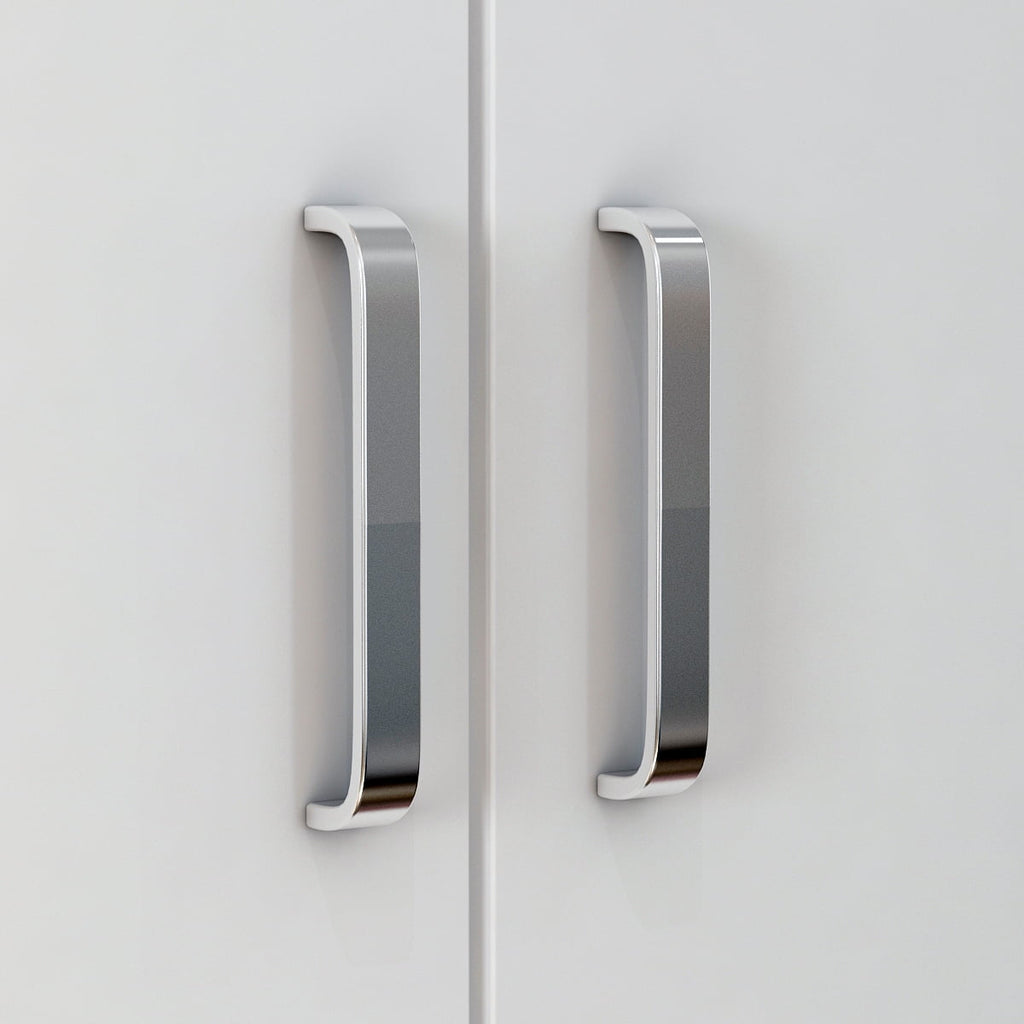 Wiawg 2 Door Wardrobe Armoire,Mirrored Closet Storage with Drawers and Shelves,White