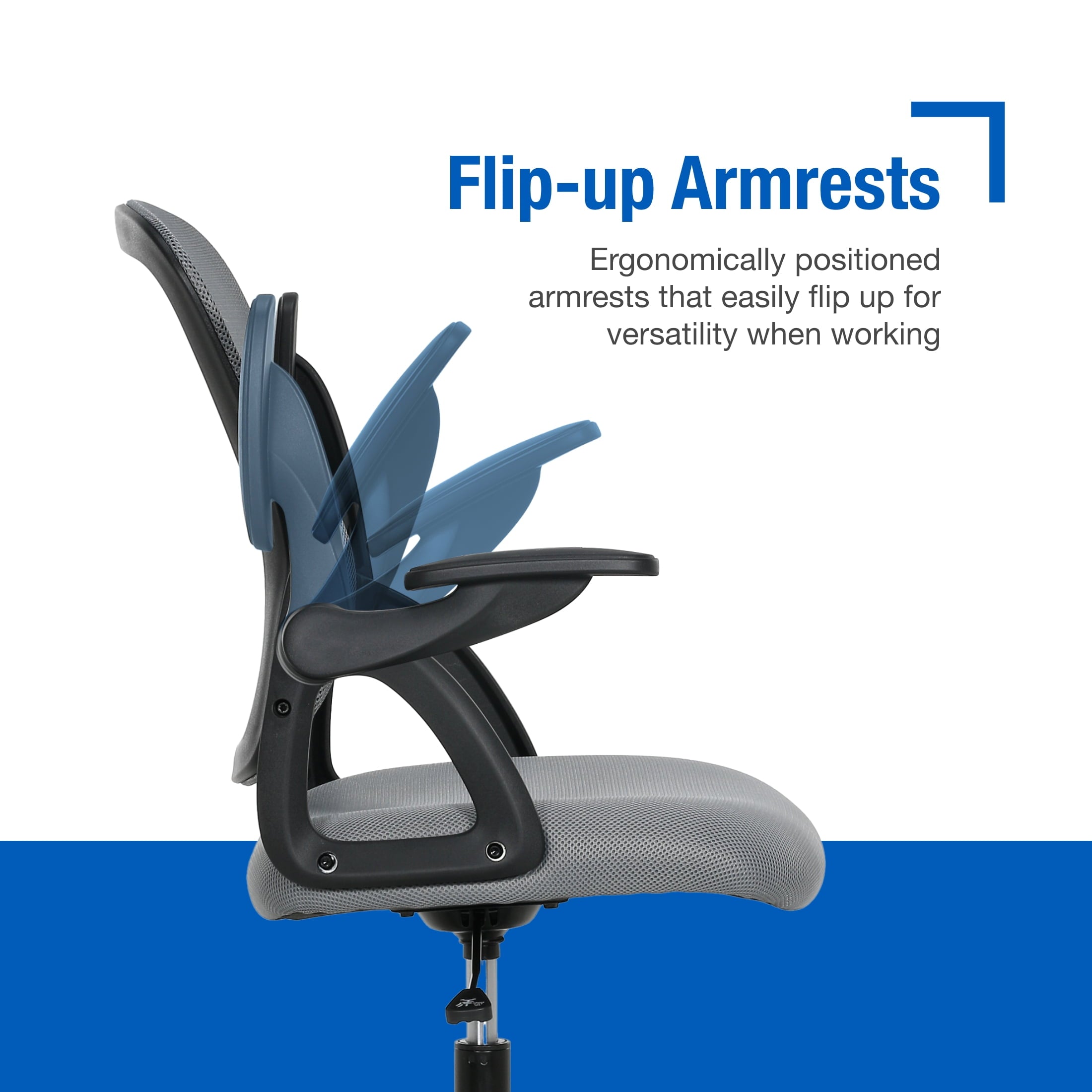 (3 pack) Mainstays Ergonomic Mesh Back Office Chair with Flip Up Arms for Adults, Black Fabric, 275lb