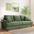 87 Corduroy Sofa,3 Seater Sofa with Extra Deep Seats,Neche Comfy Upholstered Couch for Living Room,2 Pillows,Green