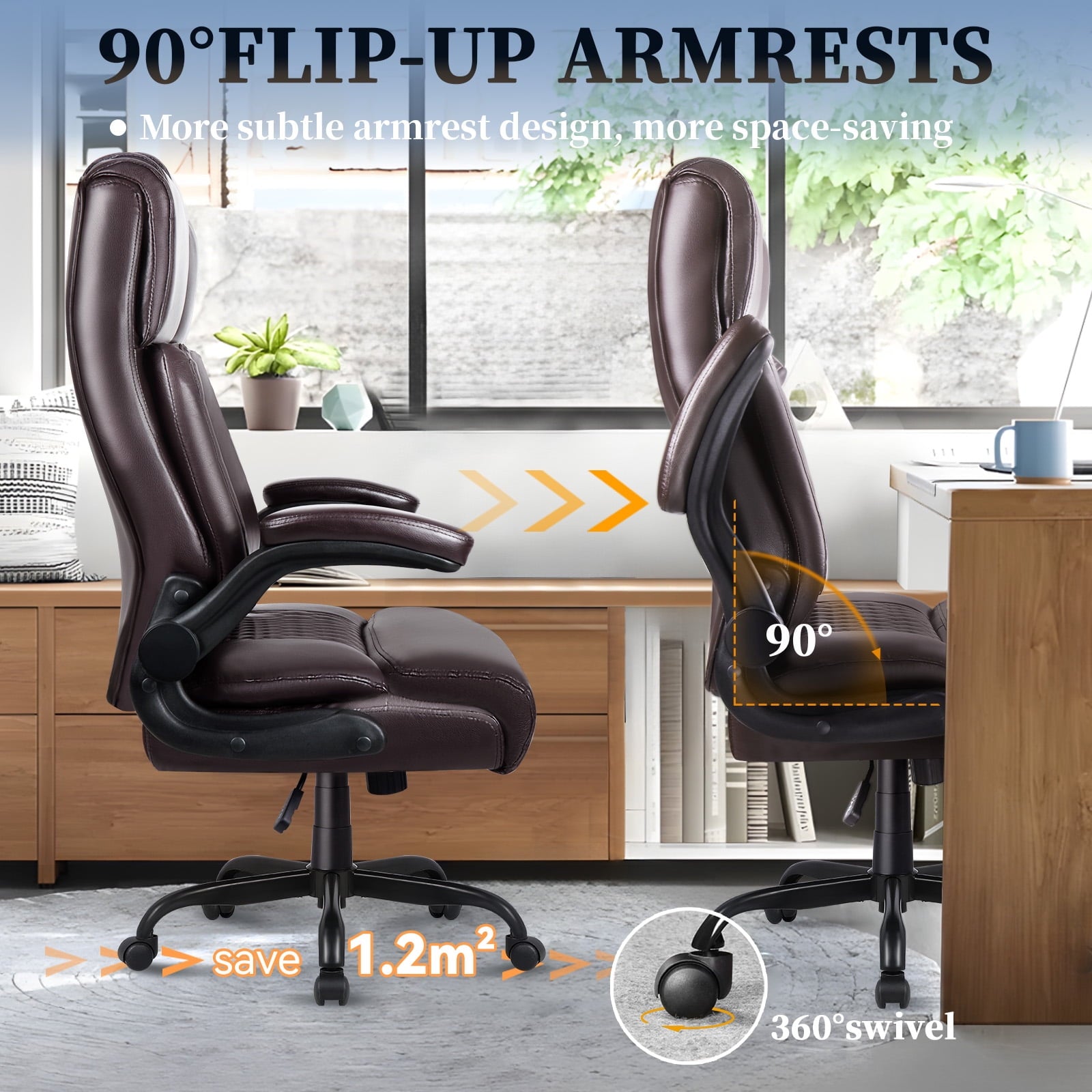 BOSSIN 400lbs Executive Office Chair with Foot Rest, Ergonomic Heavy Duty Big and Tall Desk Chair with Adjustable Headrest, High Back PU Leather Comfy Computer Chair