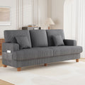 AAQZ 87 Corduroy Sofa Couch for Living Room, 3 Seater Deep Seat Comfy Couch in a Box, 2 Cushions, 2 Pillows Tool-Free Setup,Gray