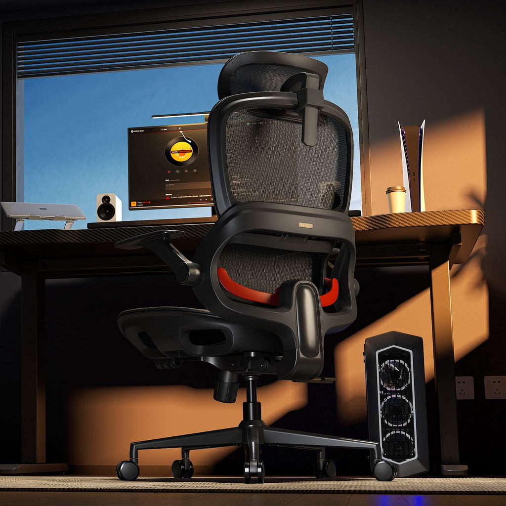 SIHOO B100 Ergonomic Office Chair, Task Chair with Zoned Back Support, 2D Wide Headrest Study Chair for Teenager, High Back Executive Chair for Home Office, White