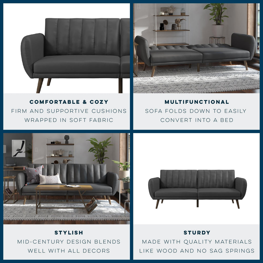 Novogratz Brittany Futon, Blue Linen