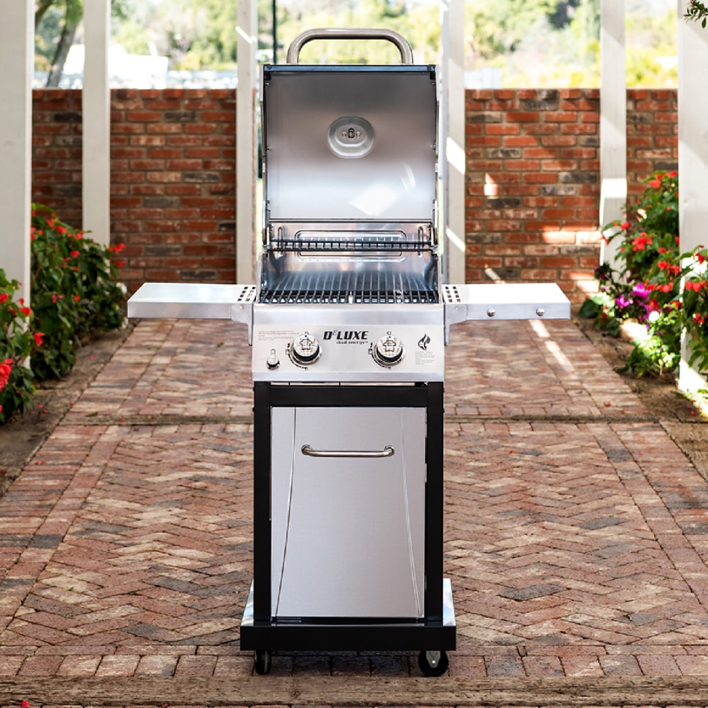 Nexgrill Deluxe 2-Burner Gas Grill with 401 SQ In Grate, 28000 BTUs, Stainless Steel Control Panel & Foldable Side Table, Propane BBQ Grill for Outdoor Cooking, Patios, Backyards and More -720-0864R