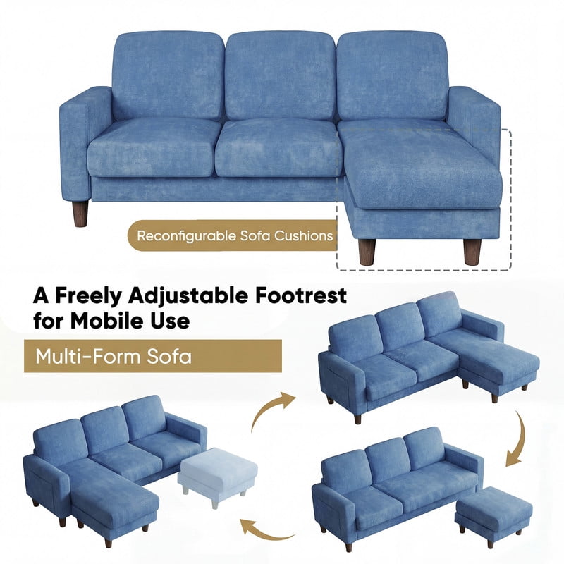 Homall Cloud Modular Sectional Sofa 3 Seat L-Shaped Cloud Oversized Sofa Couch for Living Room, Apartment and Small Space,Dark Gray