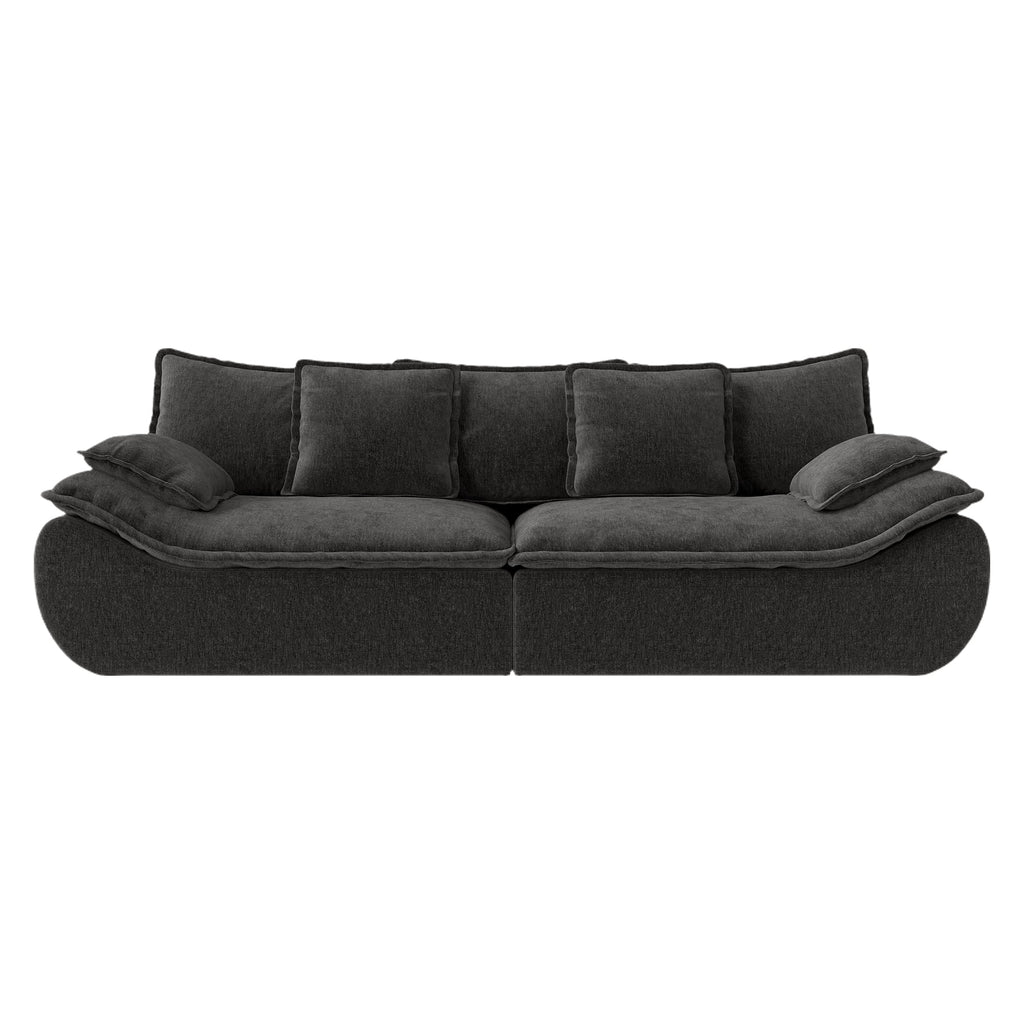 2-Seater Modular Sectional Sofa, Comfy Loveseat with Throw, Deep Seat Memory Foam Small Couches for Small Space, Living Room Apartment, Dark Grey