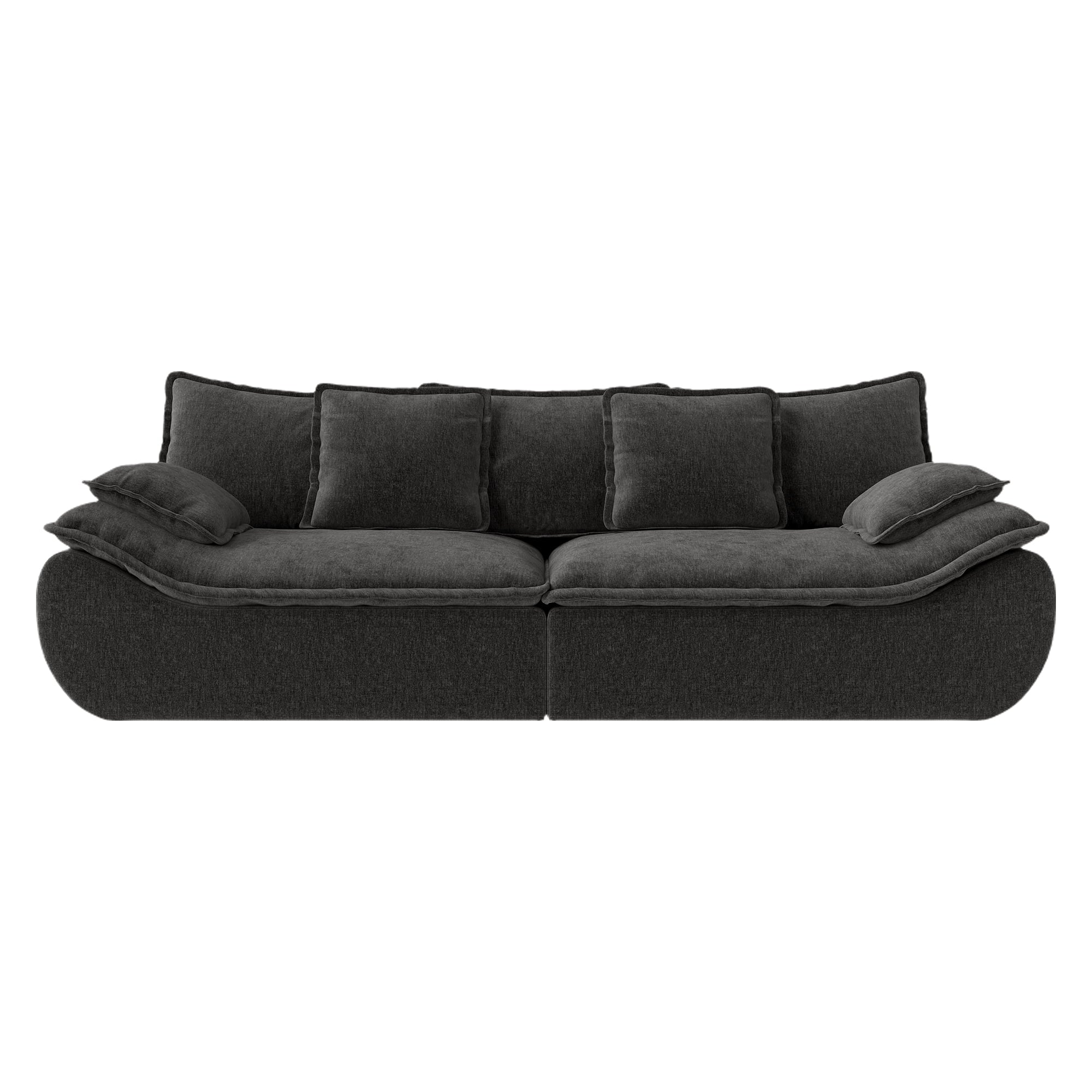 2-Seater Modular Sectional Sofa, Comfy Loveseat with Throw, Deep Seat Memory Foam Small Couches for Small Space, Living Room Apartment, Dark Grey