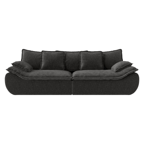 2-Seater Modular Sectional Sofa, Comfy Loveseat with Throw, Deep Seat Memory Foam Small Couches for Small Space, Living Room Apartment, Dark Grey