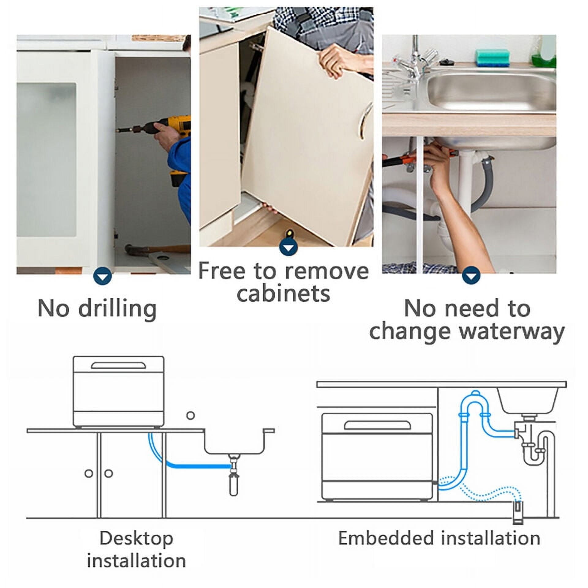 Portable Dishwasher Countertop, Compact Dishwasher W/75°C Air-Dry Function, 3 Washing Programs Mini Dish Washer for Apartments