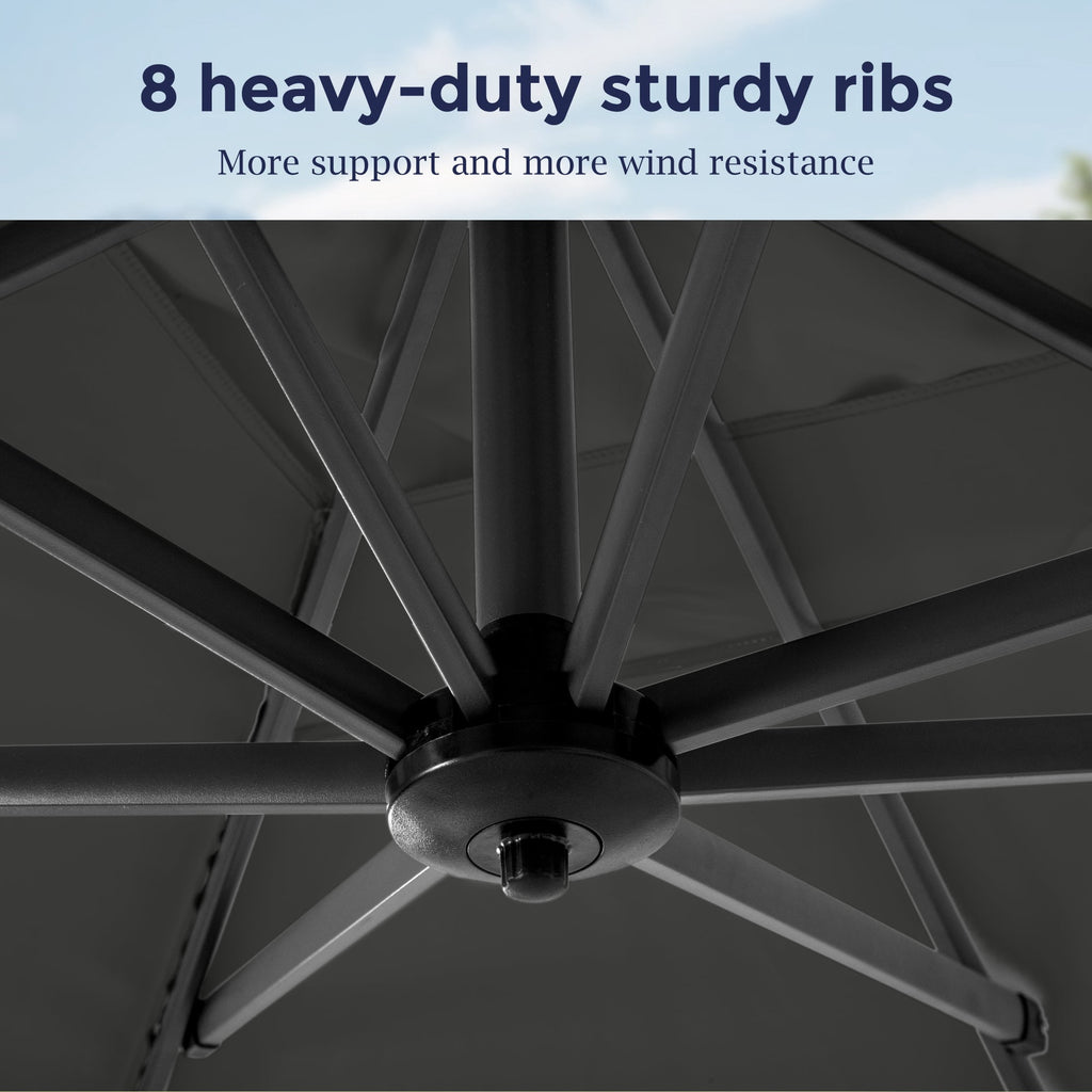 Alpha Joy 12x9ft Outdoor Patio Umbrella Large Rectangle Offset Cantilever Double Umbrella with 360°Rotation, Beige