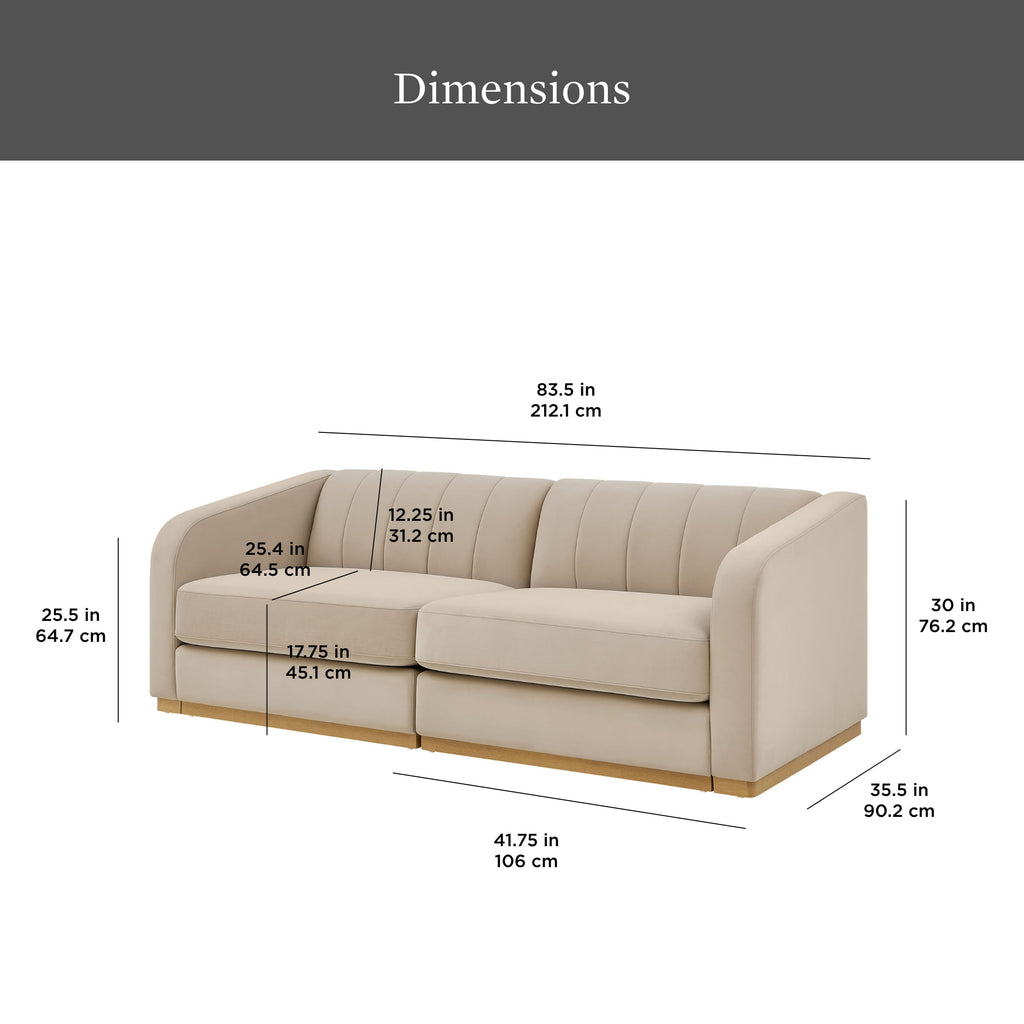 Better Homes & Gardens Lillian Channel Tufted Sofa 83.5 Cream Linen