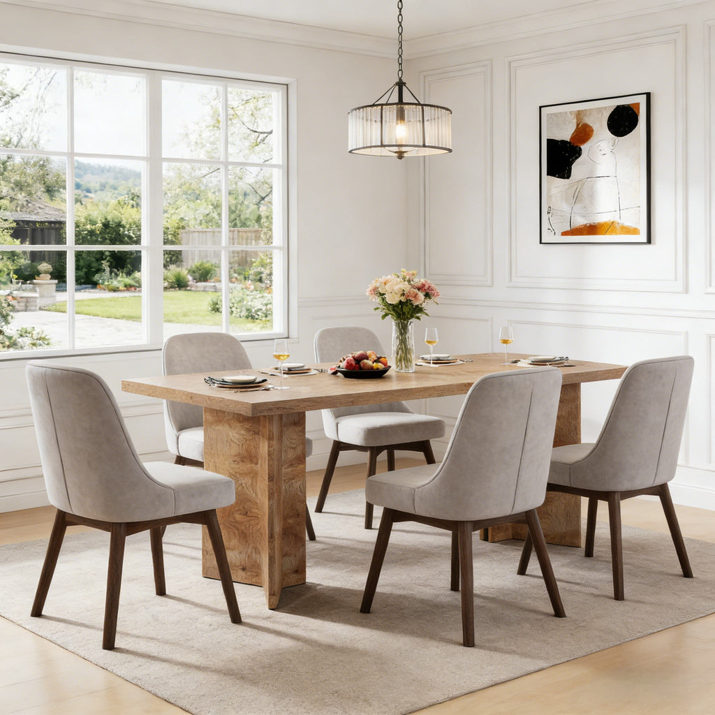Fnova 63 Rectangular Modern Dining Table, Wooden Modern Kitchen Table for 6 People for Dining Room, Warm Brown (Chairs Not Included)