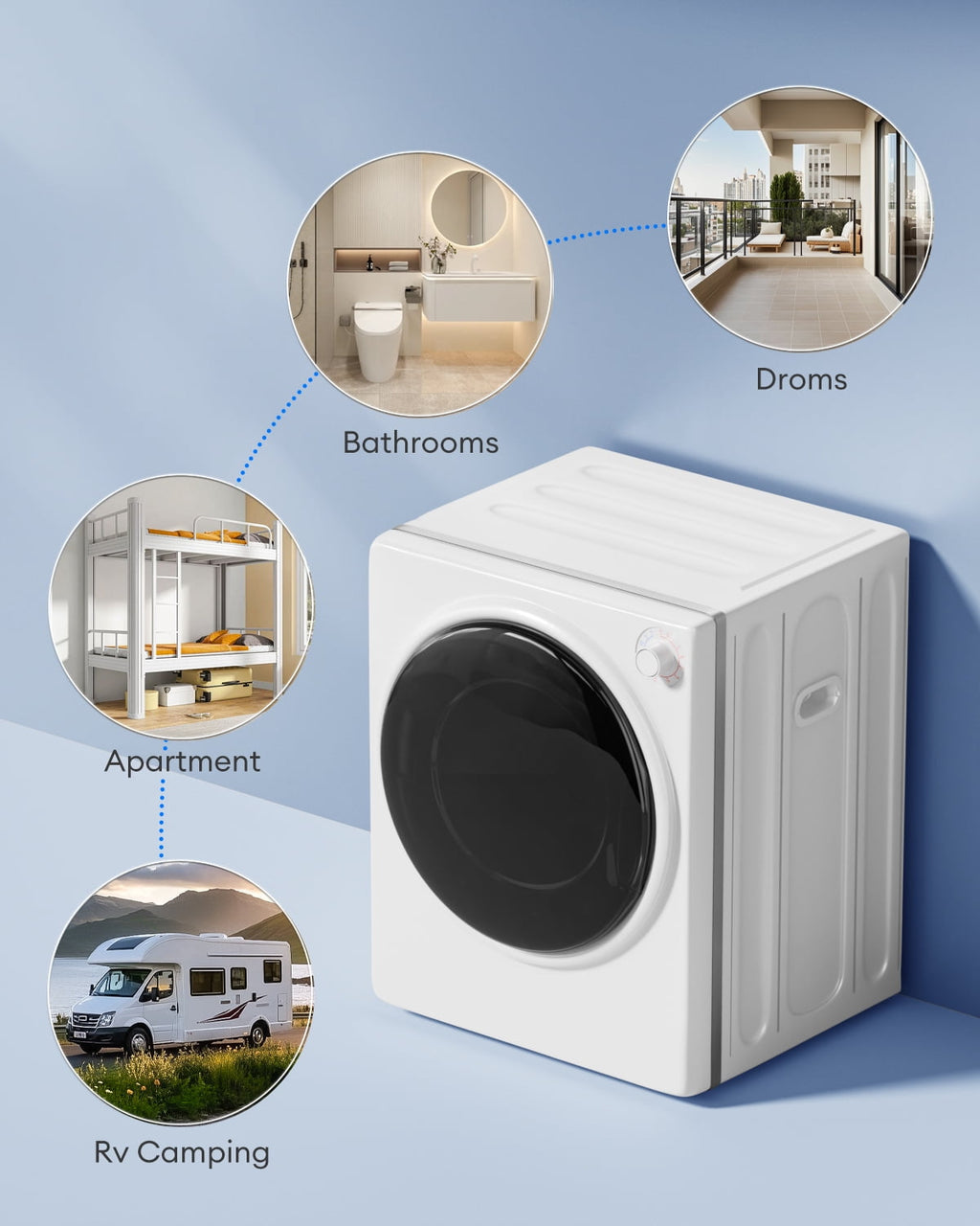 TABU 2.6 cu ft Portable Dryer for Clothes, 8.8 lbs Compact Dryer, Electric Dryer for Apartment,White