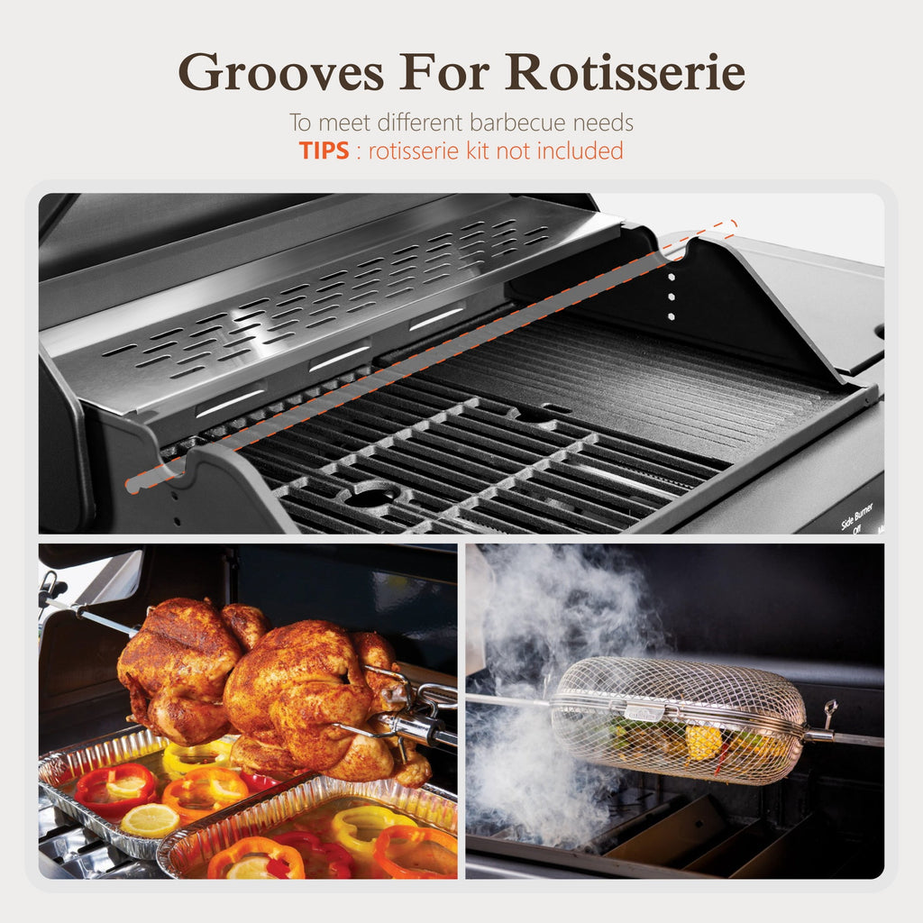 Alpha Joy 4-Burner Propane Gas Grill and Griddle Combo with Side Burner in Black