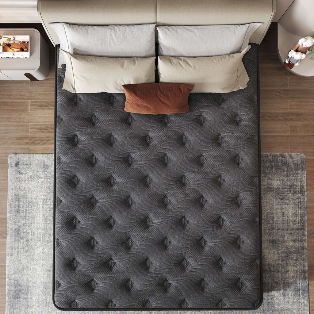 Zekbip 12 inch Queen Mattress in a Box, Hybrid Gel Memory Foam with Individually Wrapped Pocket Coils, Medium Firm, Pressure Relief, Cooling Sleep Support for Adult