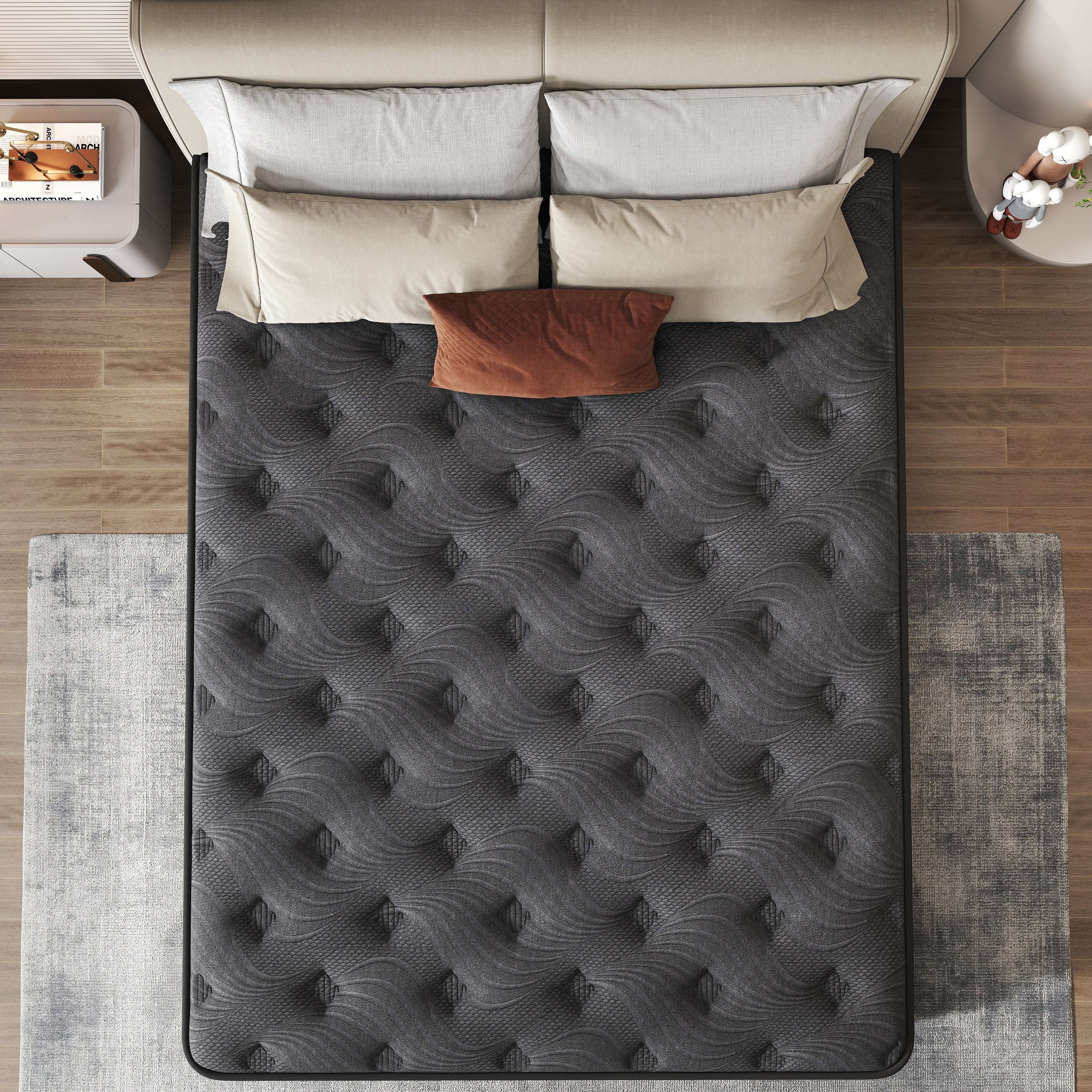 Zekbip 12 inch Queen Mattress in a Box, Hybrid Gel Memory Foam with Individually Wrapped Pocket Coils, Medium Firm, Pressure Relief, Cooling Sleep Support for Adult