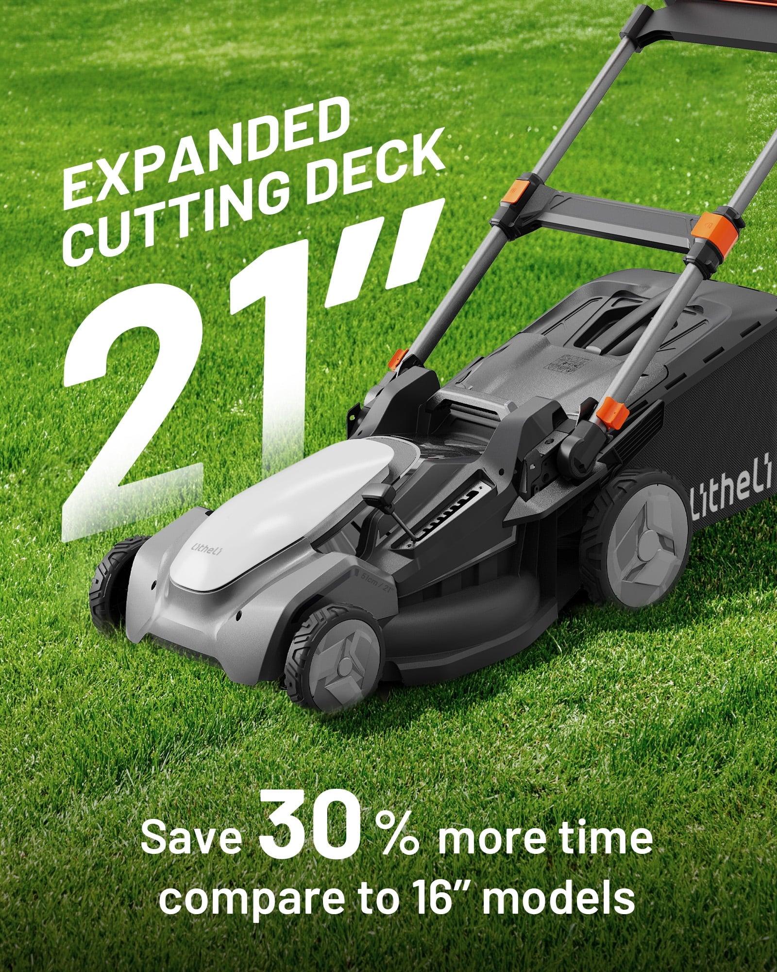Litheli 40V Cordless Electric Lawn Mower, 17-Inch, Self-Propelled, Brushless Motor, 6-Position Height Adjustment, with 2 x 5.0Ah Battery, for Lawns & Gardens