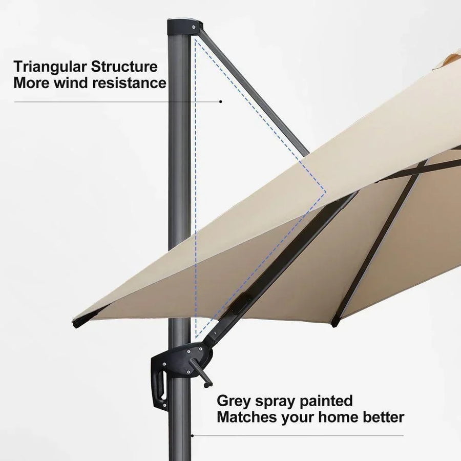 PURPLE LEAF 9x11.5 Ft Cantilever Umbrella Rectangle Outdoor Patio Umbrella Large Offset Hanging Umbrella Aluminum Umbrella with 360°Rotation Adjustable Garden Pool Umbrella,Turquoise Blue