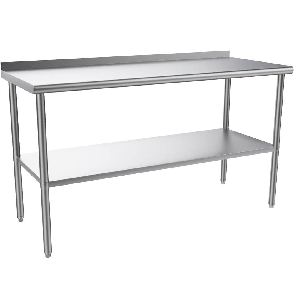 Ktaxon 72 x 24'' Stainless Steel Worktables Workbenches, Commercial Work Table for Prep, with Backsplash, for Kitchen, Restaurant, Home, Hotel