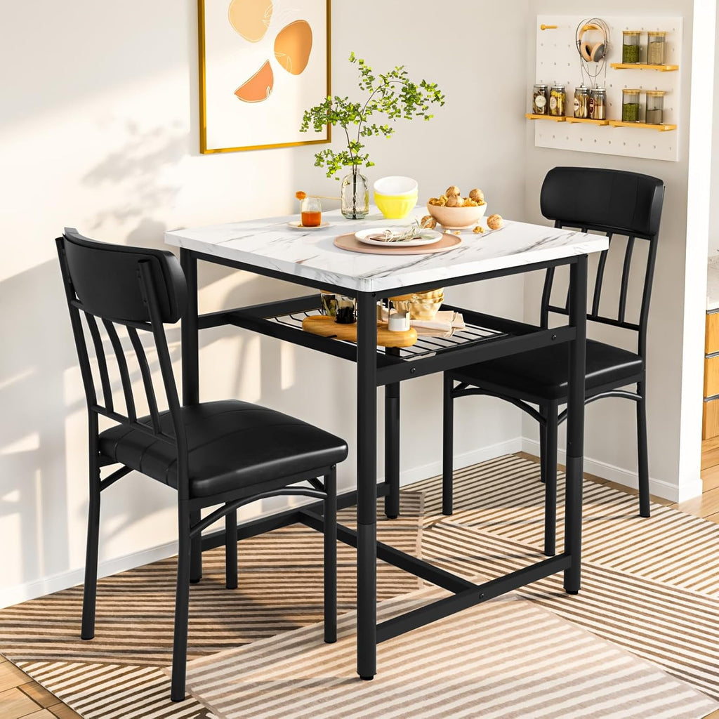 Lamerge 4 Person Dining Table Set, Wooden Dining Table 5 Piece Set with 4 Oak Metal Frame Chairs, Space Saving, Suitable for Apartments, Small Spaces, Kitchens, Breakfast Corners, Espresso Wood C