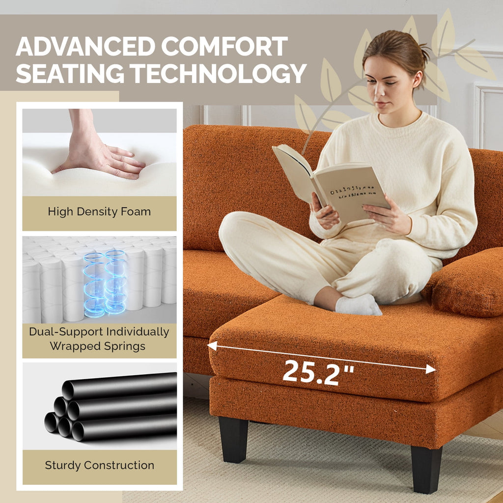 Ktaxon U-Shaped Sectional Sofa Set with Chaise, 4-Seater Blended Chenille Couch for Living Room, Apartment, Easy Assembly Khaki