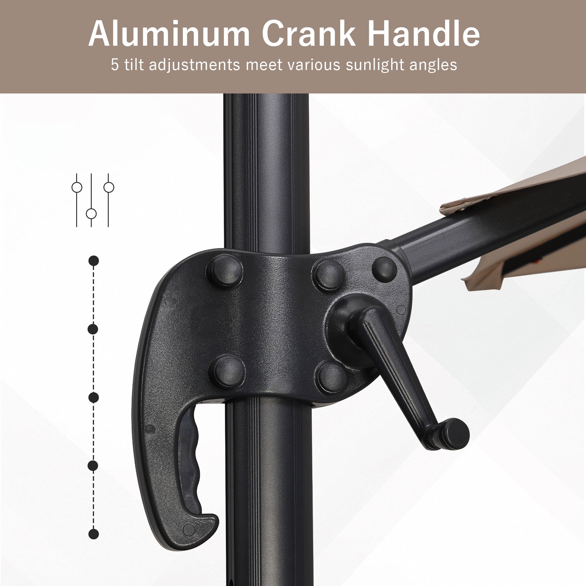Ainfox 10ft Double Top Heavy-Duty Patio Cantilever Umbrella with lights and Cross Base, Outdoor Large Offset Hanging Aluminum Rotation Sun Shade Solar Umbrella with 360°Rotation Adjustable,Khaki