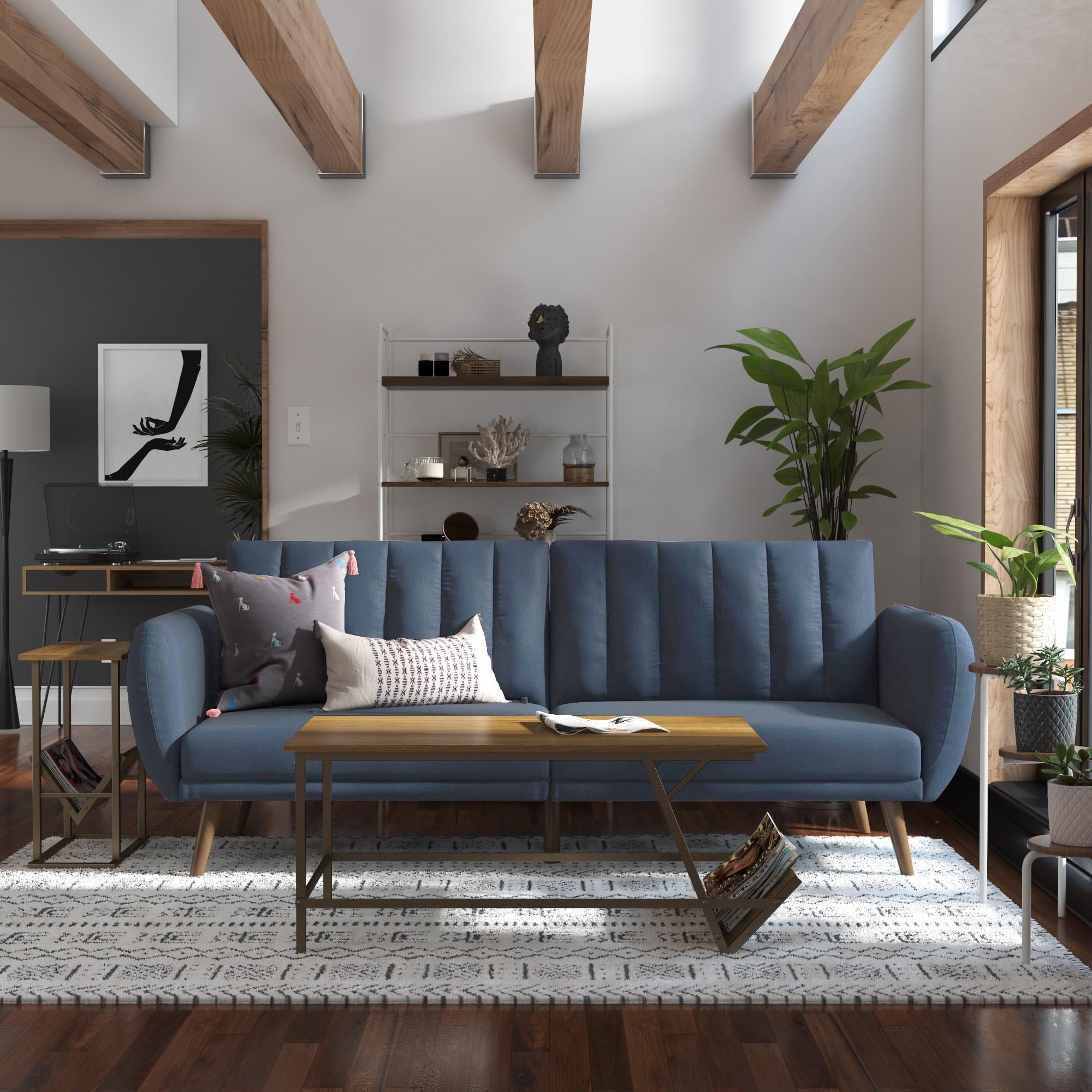 Novogratz Brittany Futon, Blue Linen