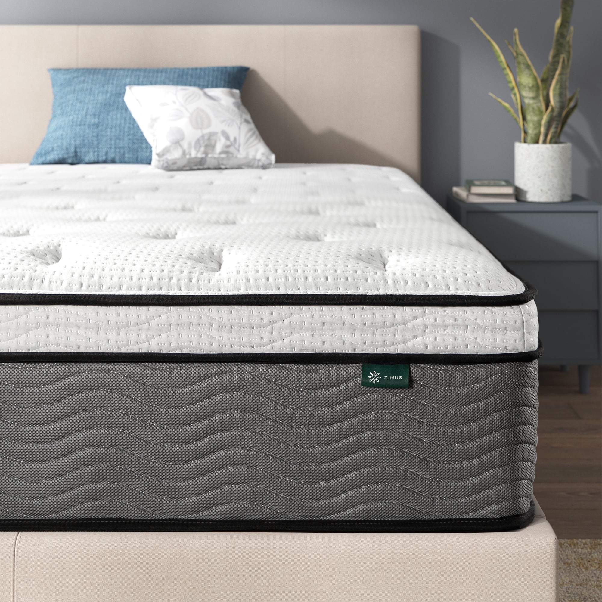 Zinus True Support 14 Full Euro Top Medium Hybrid Mattress with Comfort Foam and Pocket Springs