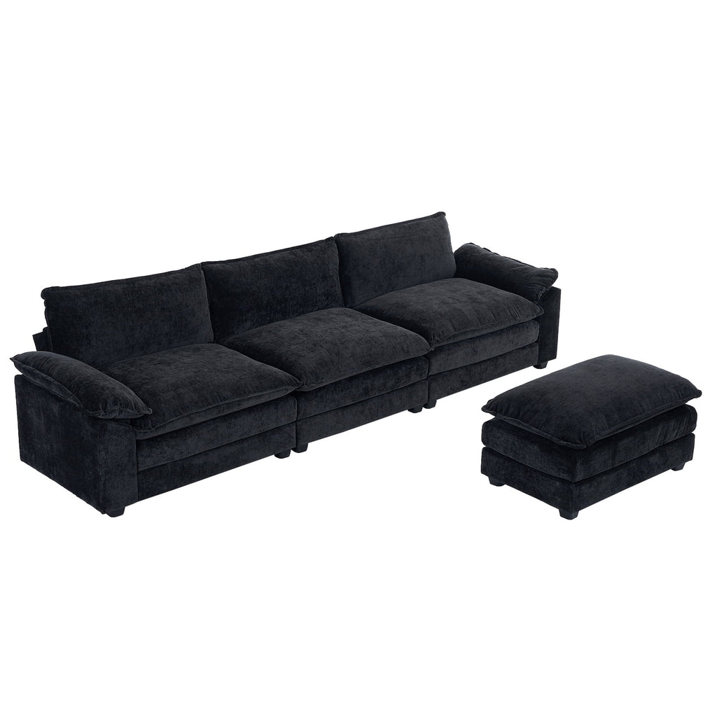 Ktaxon Sectional Sofa L Shaped Couch with Chaise Living Room Sleeper Set, 2 Seats with Chenille and Double Layer Cushions 86 W Beige