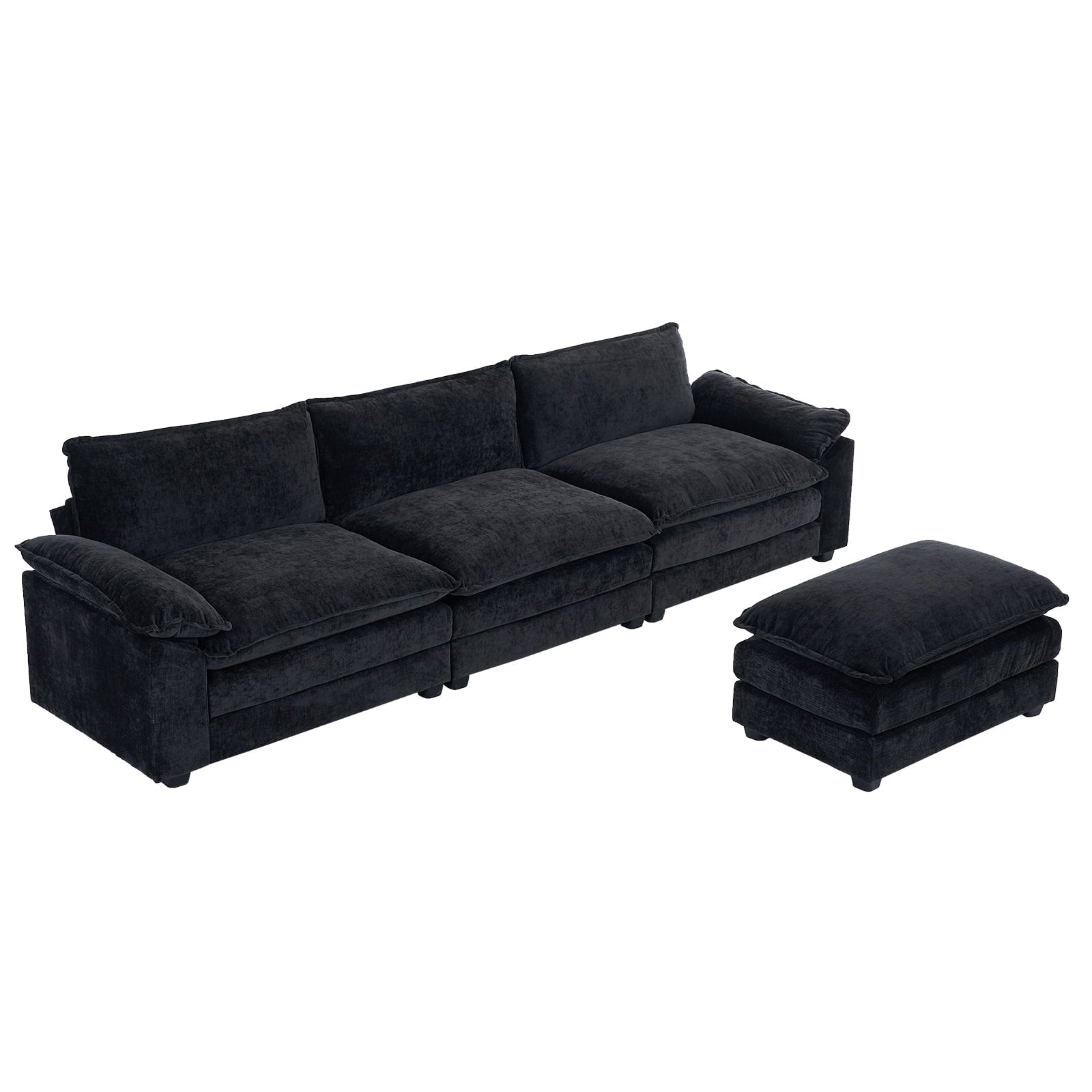 Ktaxon Sectional Sofa L Shaped Couch with Chaise Living Room Sleeper Set, 2 Seats with Chenille and Double Layer Cushions 86 W Beige