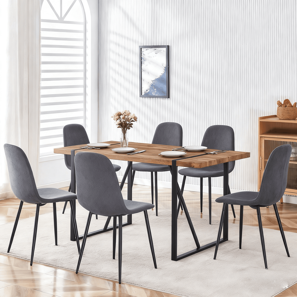JUFU 55 Dining Table Set for 4, Modern Table and Chairs Set of 4, 5 Piece Dining Table Set Include Wooden Kitchen Table and 4 Faux Leather Chairs Ideal for Kitchen Dining Room Easy to Assemble