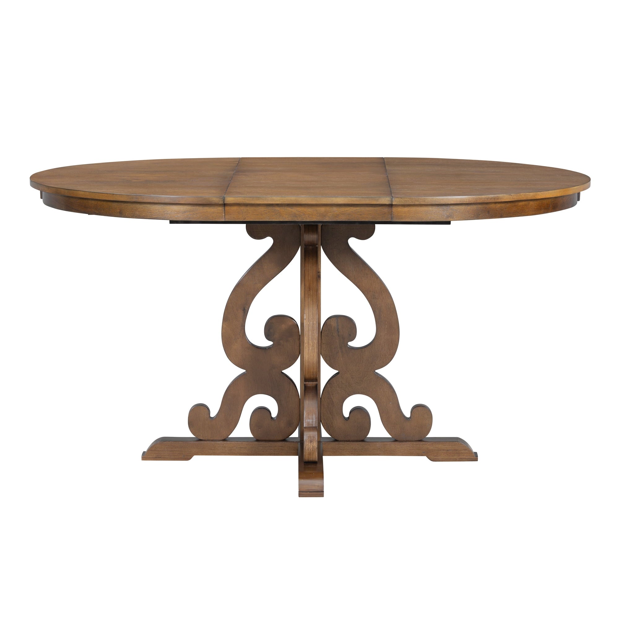 Harper & Bright Designs Farmhouse 5 Piece Kitchen Dining Table Set for 4, Solid Wood Extendable Round Dining Table Set and 4 Upholstered Chairs, Retro Dining Set for Kitchen, Natural Wood Wash