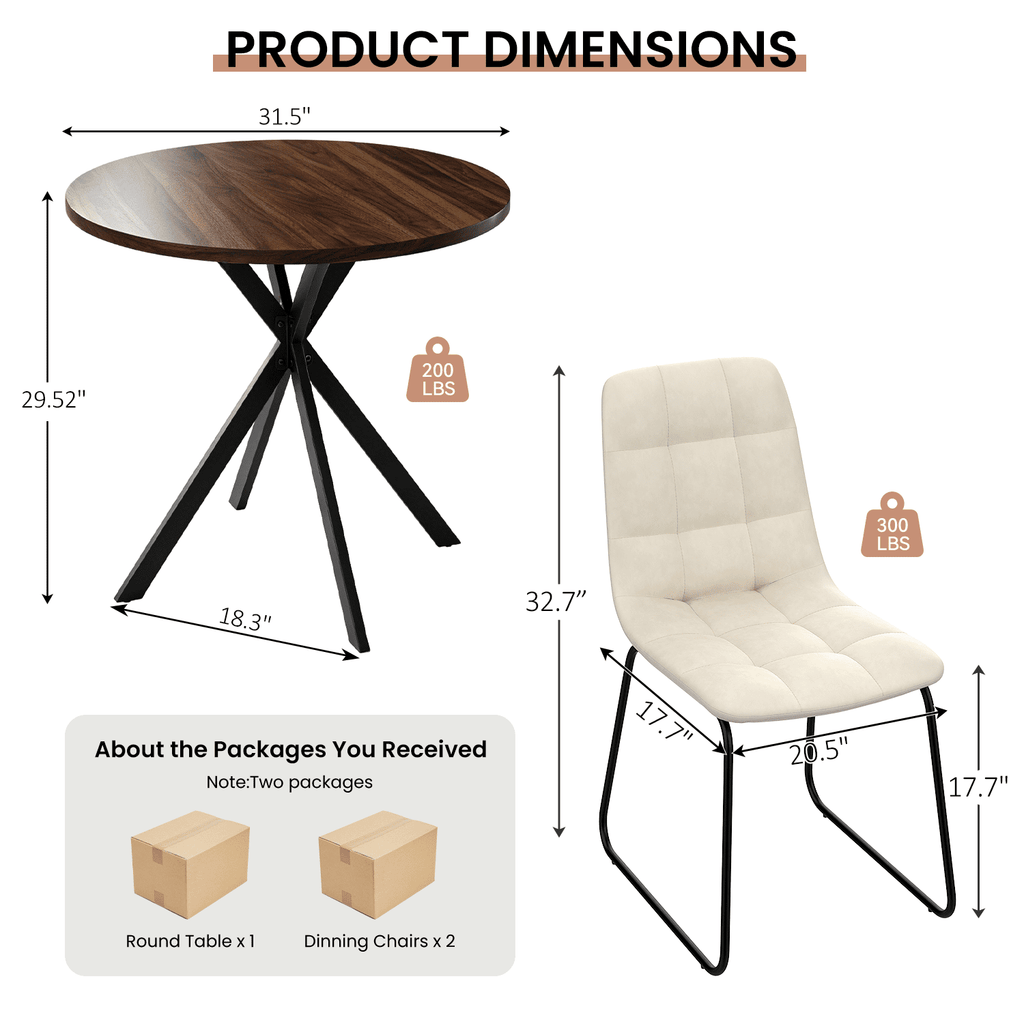 Small Round Dining Table for 2-4 People, 31.7 Modern Round Kitchen Table, Space-Saving Table for Living Dining Room, Coffee ,Apartment