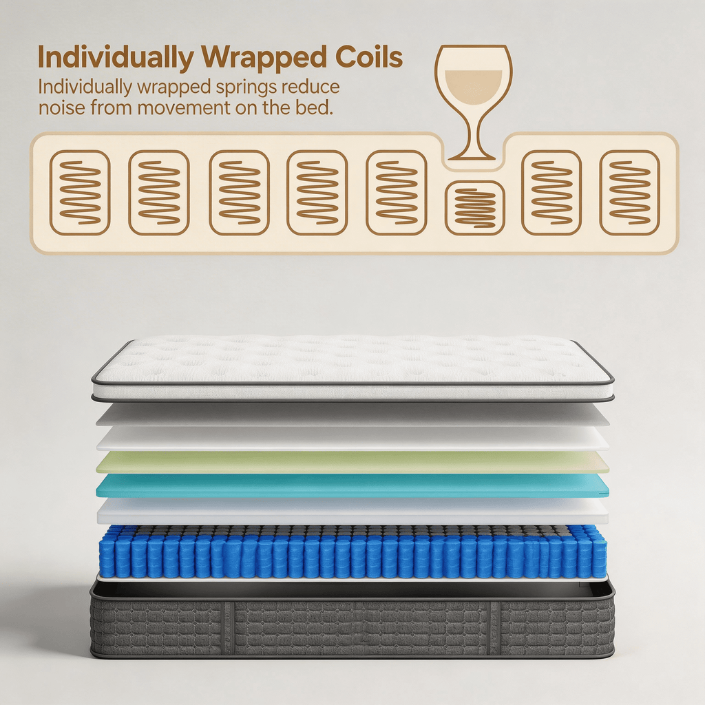 NightyNight 12 Queen Size Firm Hybrid Mattress in a Box with Cooling Gel Memory Foam, Motion Isolation & Temperature Regulation