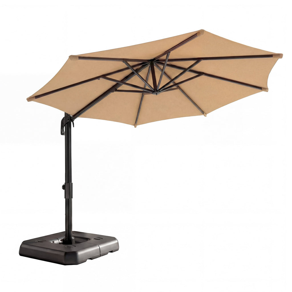 LAUSAINT HOME 10 Feet Patio Umbrella, Outdoor Large Cantilever Round Windproof Patio Offset Umbrella with 360° Rotation for Backyard, Gray