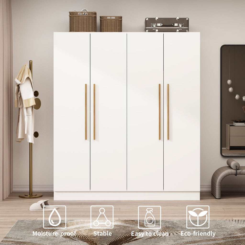 OxyLife 2 Door Wardrobe Armoire, White Closet Storage Organizer with Drawers and Shelves