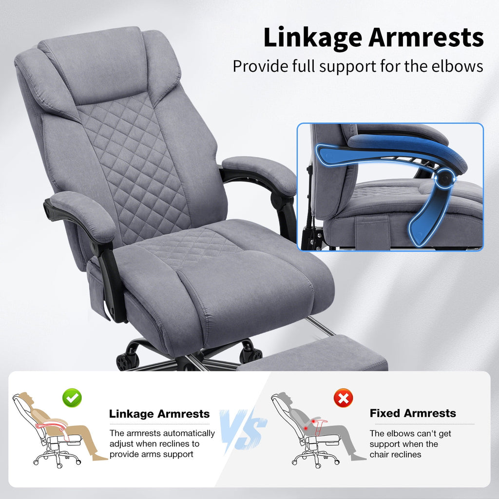 Hoffree Massage Office Chair 400LBS Executive Office Chair Massage and Footrest Big and Tall Office Chair with Heated Lumbar Support, Ergonomic Computer Desk Chair Reclining High Back Leather Office