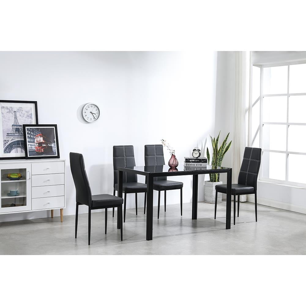 Ktaxon Solid Wood Dining Table Set for 6, Mid-Century Dining Room Table with 4 Padded Chairs & Bench, 47.3 Dining Room Set for 4~6 Family Use, Natural Wood