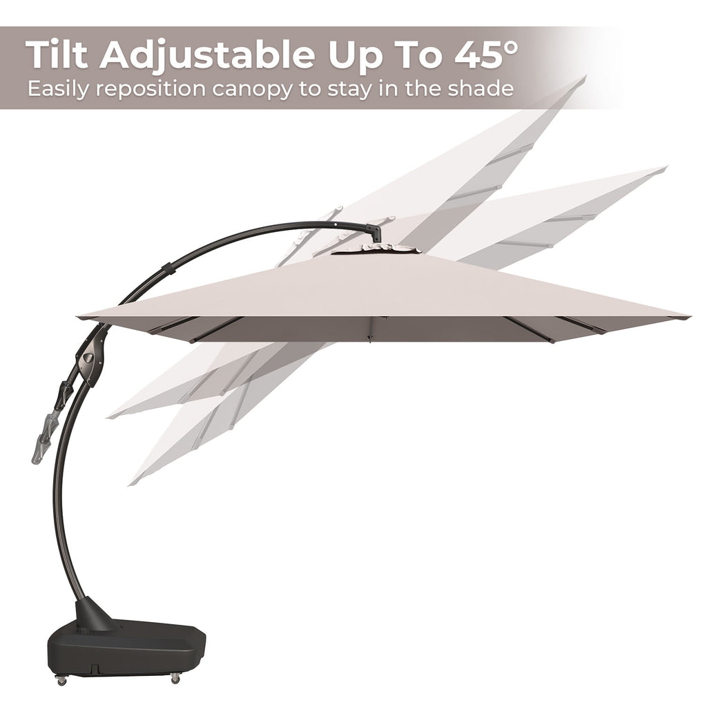 GRANDPATIO Patio Umbrellas 10x13 FT Rectangular Offset Umbrella, Large Patio Cantilever Umbrella with Base Aluminum Outdoor Umbrella for Garden Poolside, Champagne