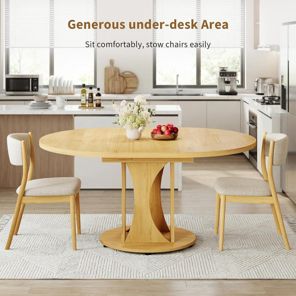 Laisnet 47 Round Dining Table for 4-6, Kitchen Table with Rounded Base for Dining Room Living Room, Black