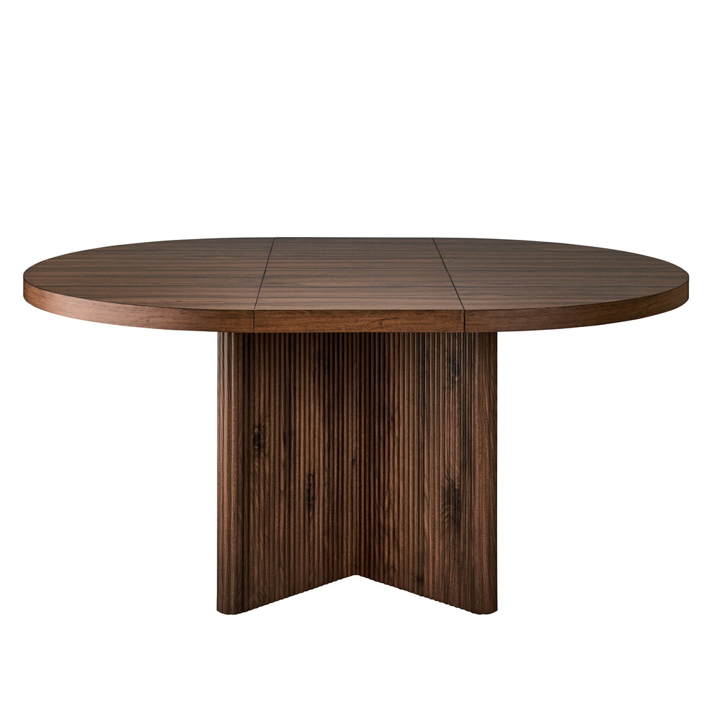 Better Homes & Gardens Lillian Fluted Round Expandable Dining Table, Walnut Finish