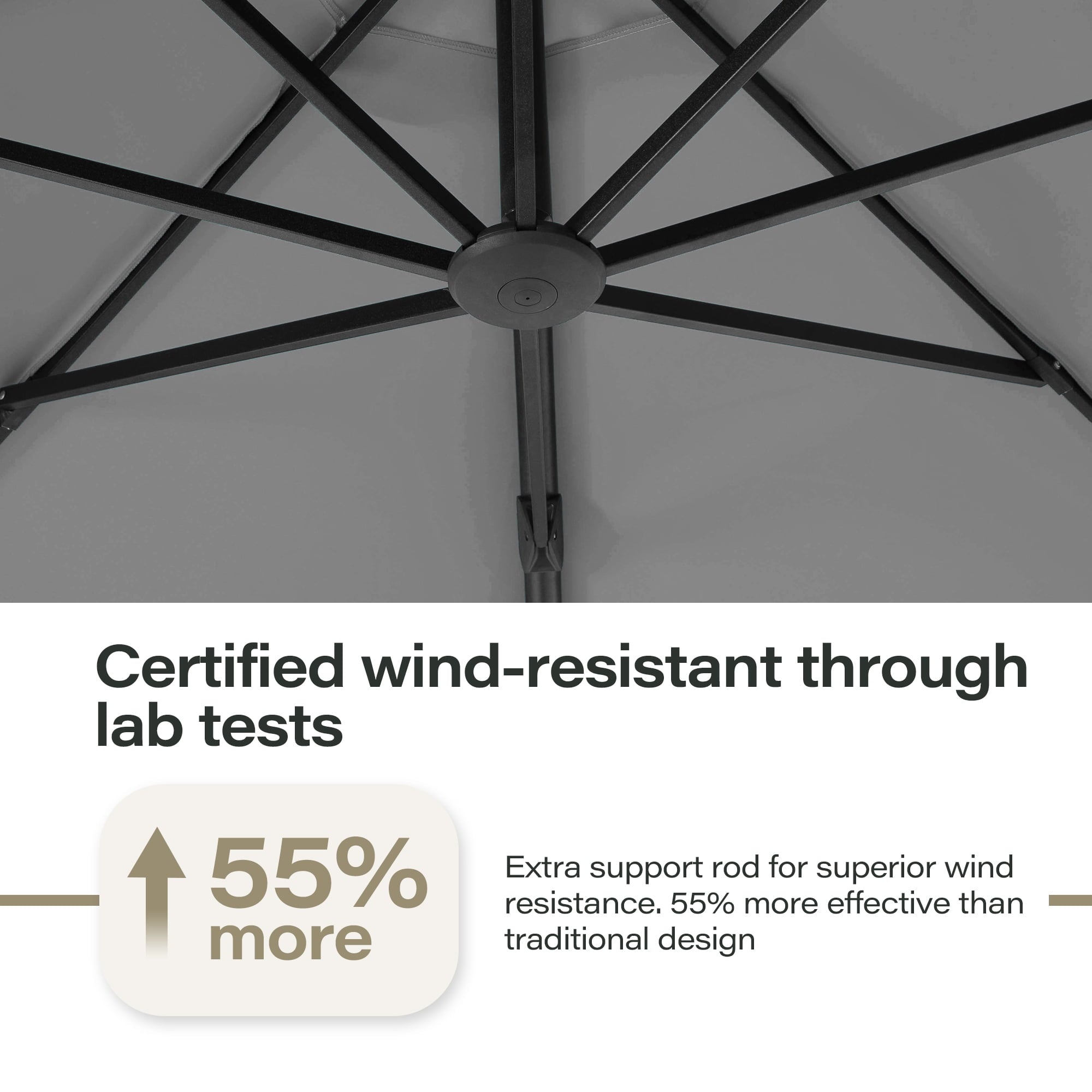 LAUSAINT HOME 11 FT Outdoor Patio Umbrella with Base, Aluminum Cantilever Umbrella with Crank, Champagne