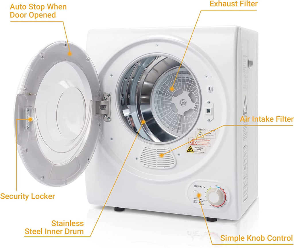 RovSun 110V White Stainless Steel Electric Tumble Dryer